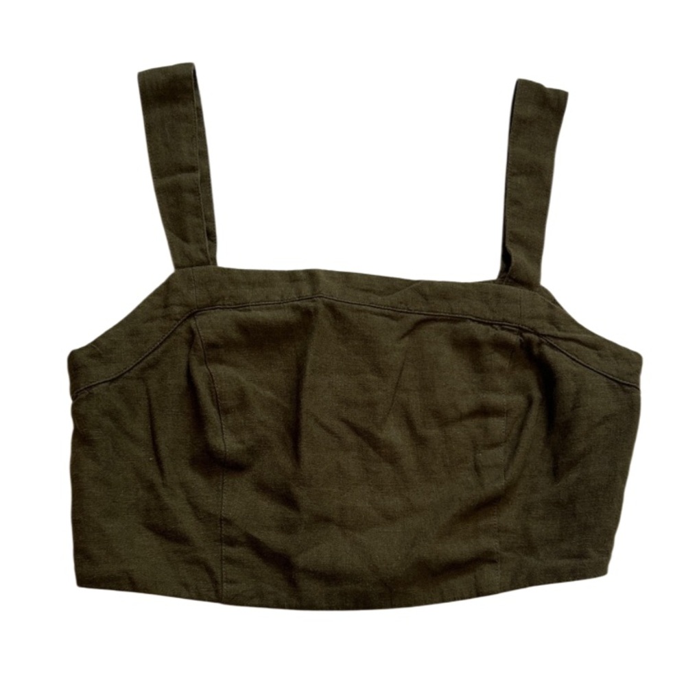 Nobody’s child linen blend Olive Green Women's Crop Top size 4, new with tags